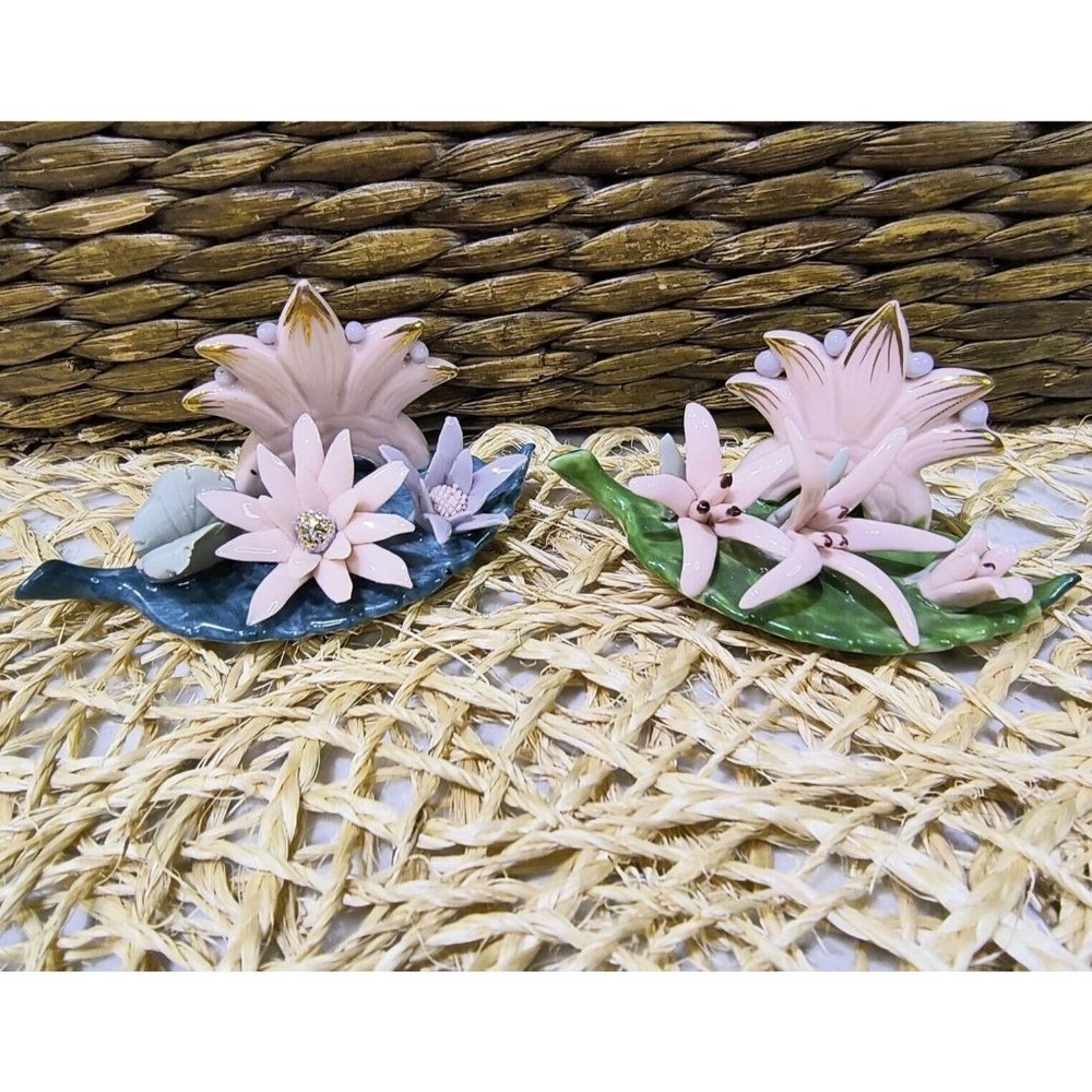 Lamore China Place Card Holders, 1940's SET/2 Vintage